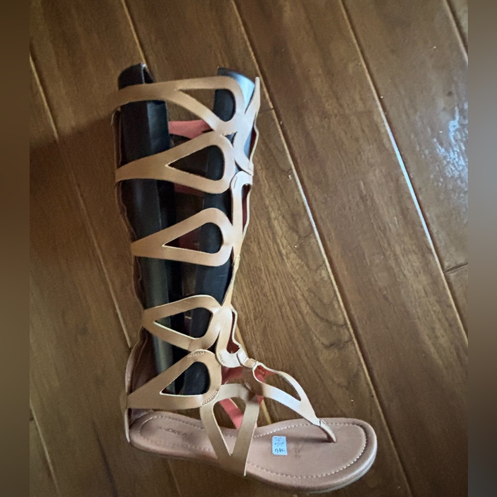 ANDREA tan knee high Gladiator Sandals new,